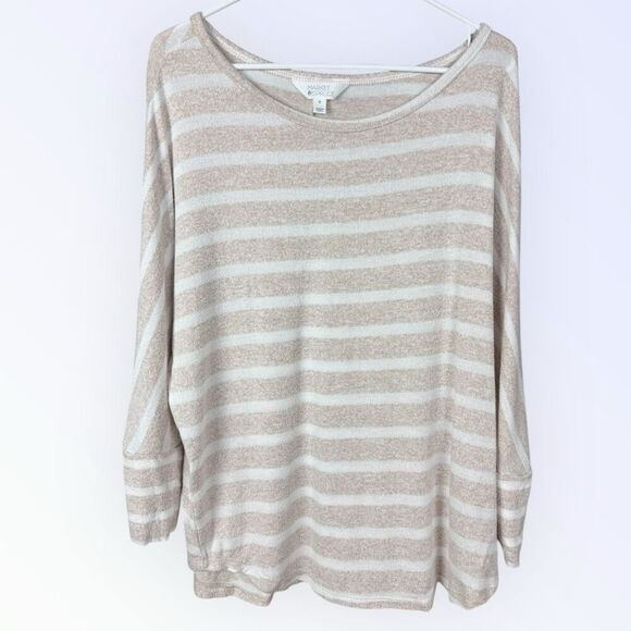 MARKET & SPRUCE Beige/Cream Striped Dolman Sleeve Sweater | XL - Picture 1 of 4